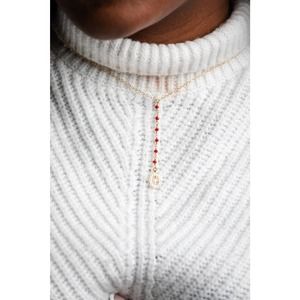 *Ari* Cross Rosary Lariat Necklace